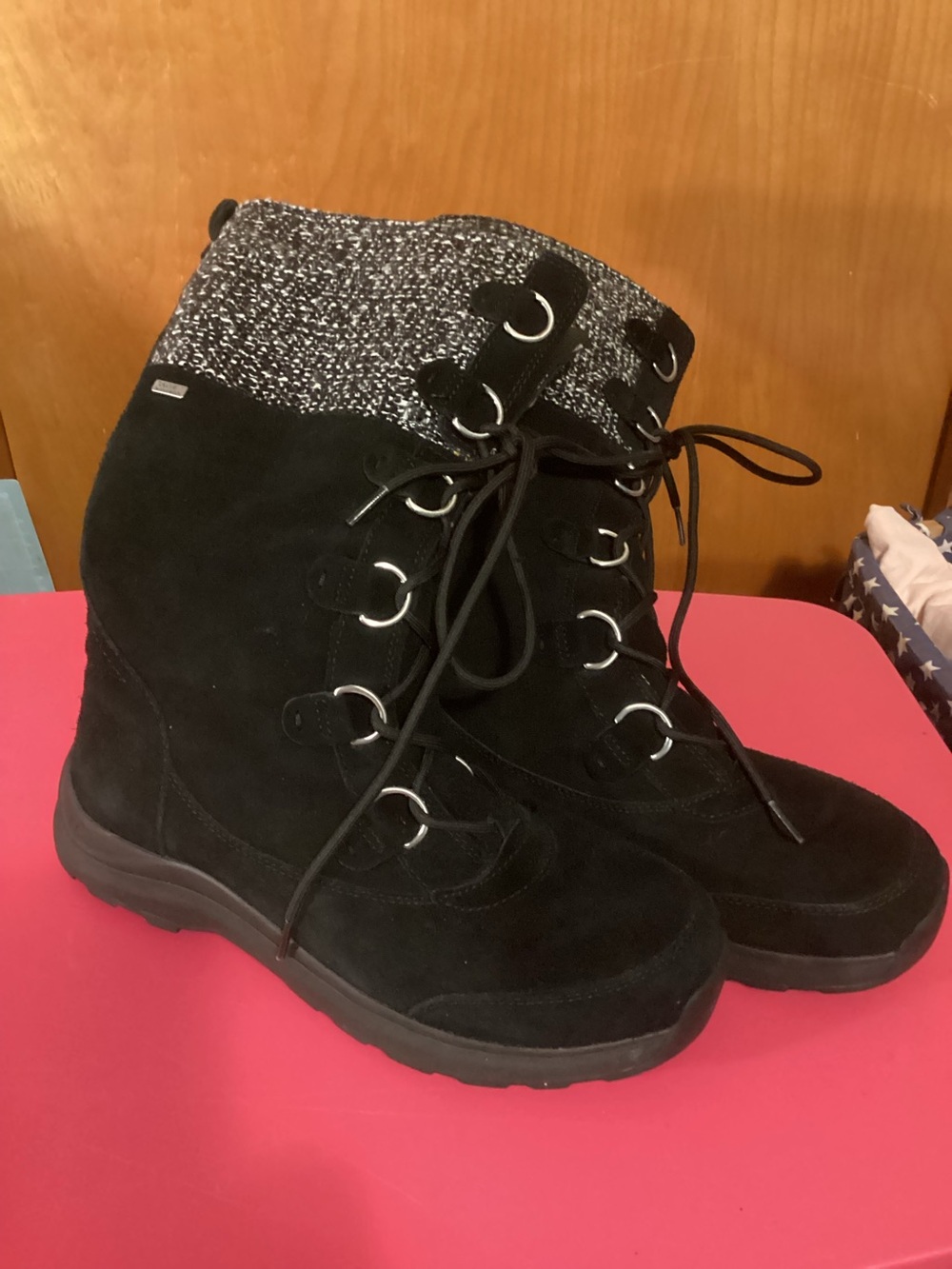 Uggs Black Suede Lace-Up Wedge Ankle Boots - Women